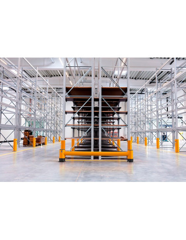 Ampere Rack-Mammut enkele eindbeschermer stellingen, geel zwart