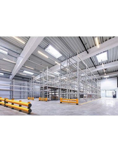 Ampere Rack-Mammut dubbele eindbeschermer stellingen, geel zwart