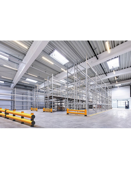 Ampere Rack-Mammut dubbele eindbeschermer stellingen, geel zwart