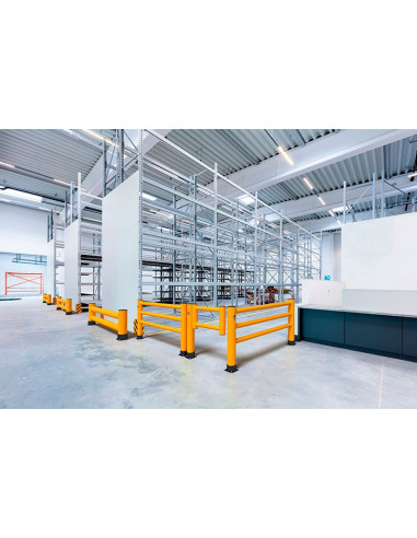 Ampere Rack-Mammut voetgangers handrail barrière, geel zwart