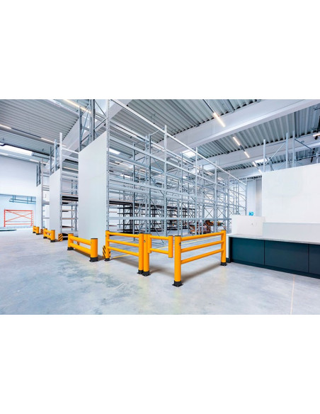 Ampere Rack-Mammut voetgangers handrail barrière, geel zwart