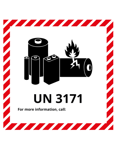 UN3171 sticker op rol met telefoonnummer