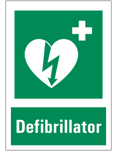 Defibrillator bord met tekst