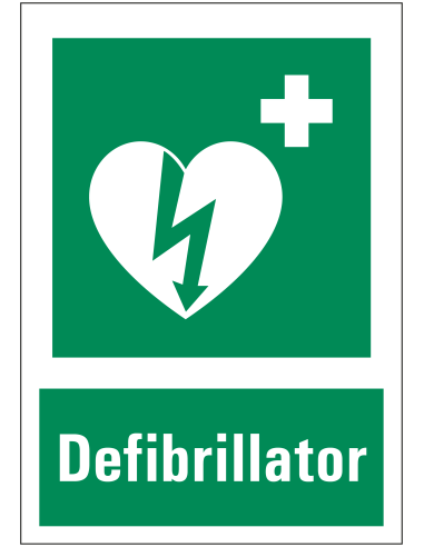 Defibrillator bord met tekst