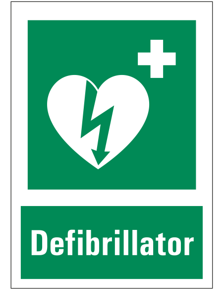 Defibrillator bord met tekst