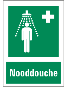 Nooddouche bord met tekst