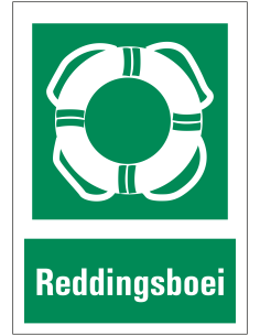 Reddingsboei bord met tekst