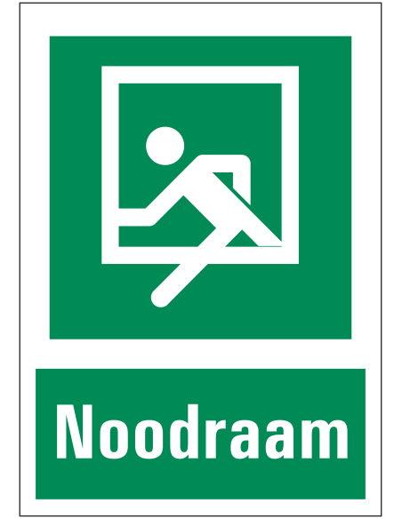 Noodraam bord met tekst