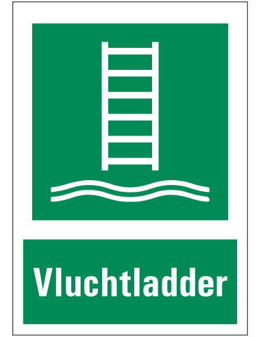 Vluchtladder bord met tekst
