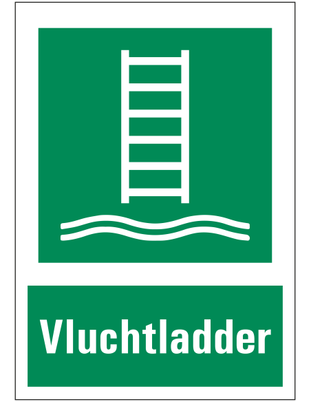 Vluchtladder bord met tekst