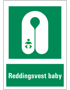 Reddingsvest baby bord met tekst