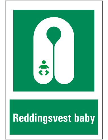 Reddingsvest baby bord met tekst