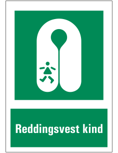 Reddingsvest kind bord met tekst