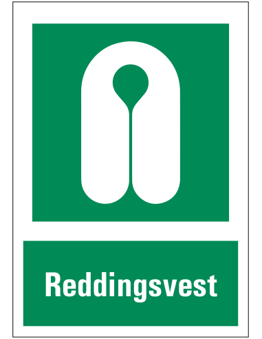 Reddingsvest bord met tekst