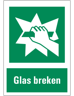 Glas breken bord met tekst