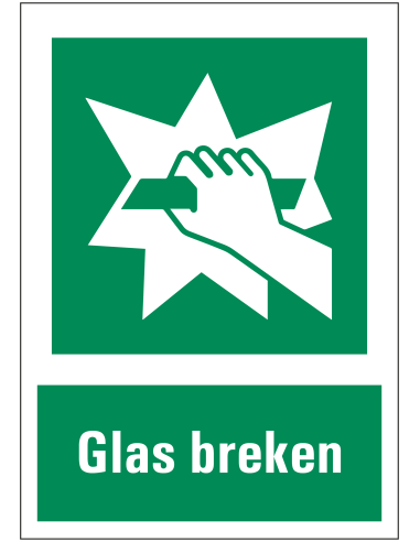 Glas breken bord met tekst