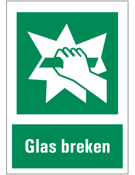 Glas breken bord met tekst
