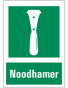 Noodhamer bord met tekst