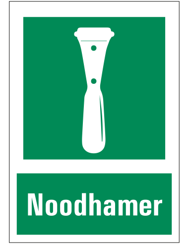 Noodhamer bord met tekst