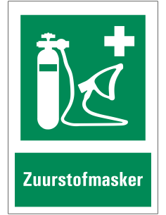 Zuurstofmasker sticker - bord met tekst
