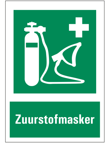 Zuurstofmasker sticker - bord met tekst