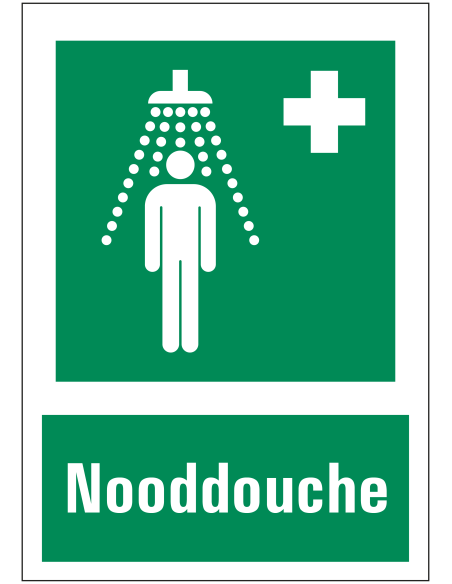 Nooddouche sticker met tekst