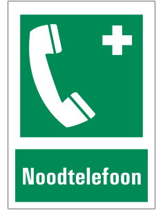 Noodtelefoon sticker met tekst