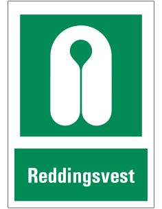 Reddingsvest sticker met tekst