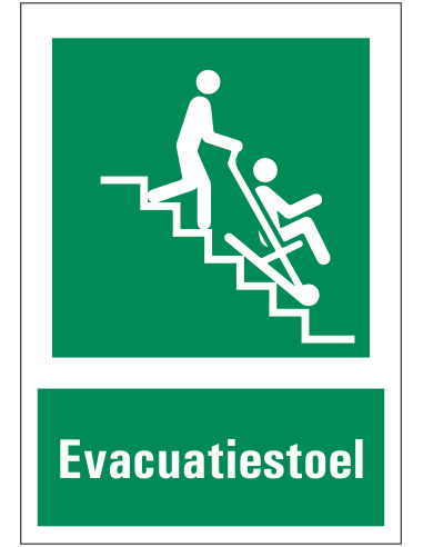 Evacuatiestoel sticker met tekst