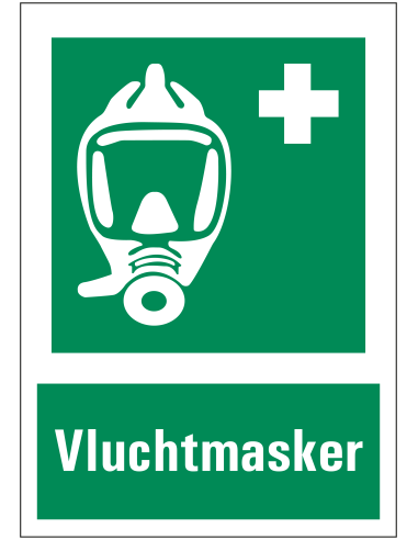 Vluchtmasker sticker met tekst