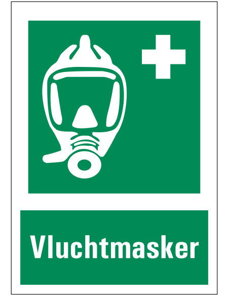 Vluchtmasker sticker met tekst