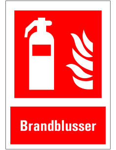 Brandblusser bord met tekst