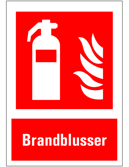 Brandblusser bord met tekst