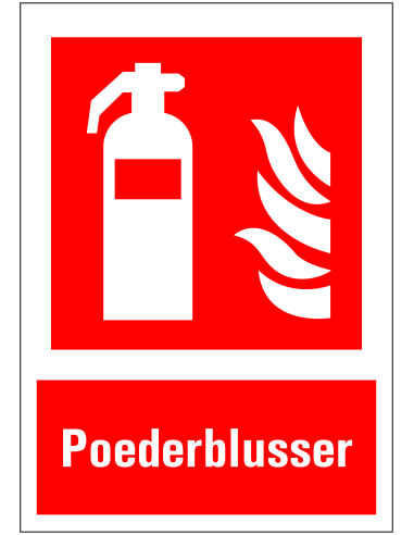 Poederblusser bord met tekst