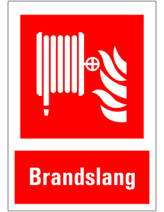 Brandslang bord met tekst