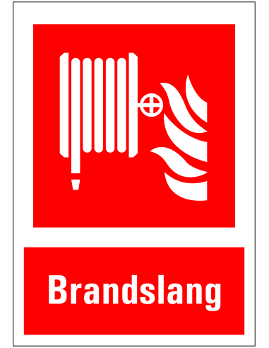 Brandslang bord met tekst