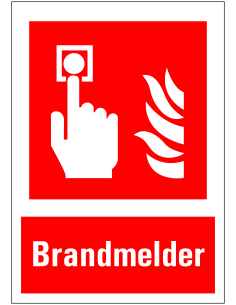 Brandmelder bord met tekst