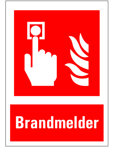 Brandmelder bord met tekst