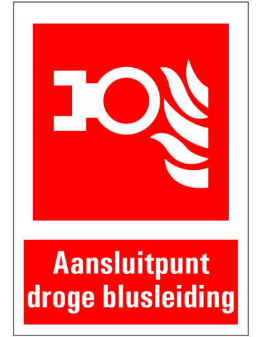 Aansluitpunt droge blusleiding bord met tekst