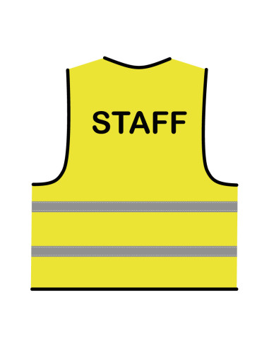 Staff hesje geel, hesje met reflecterende strepen met tekst staff