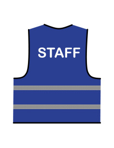 Staff hesje blauw, hesje met reflecterende strepen met tekst staff