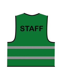 Staff hesje groen, hesje met reflecterende strepen met tekst staff