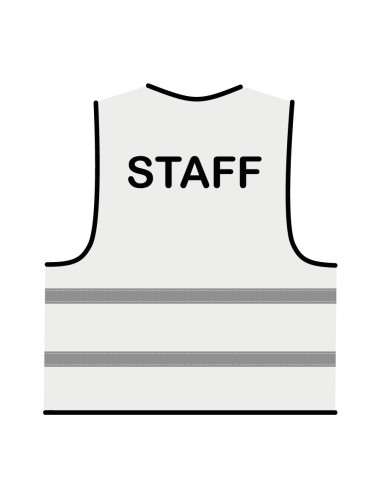 Staff hesje wit, hesje met reflecterende strepen met tekst staff
