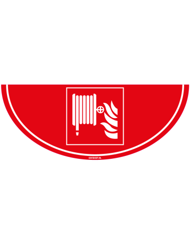Brandslang vloersticker - F002 - 750 x 300 mm - ISO 7010 - rood wit - brandslanghaspel pictogram