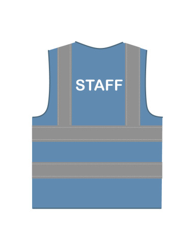 Staff hesje RWS hemelsblauw, hesje met reflecterende strepen met tekst staff