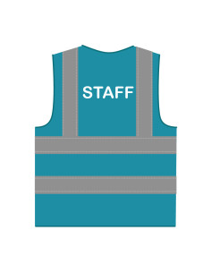 Staff hesje RWS lichtblauw, hesje met reflecterende strepen met tekst staff
