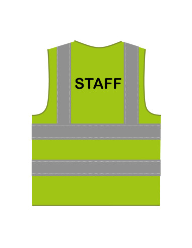 Staff hesje RWS limoengroen, hesje met reflecterende strepen met tekst staff