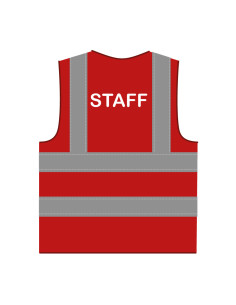 Staff hesje RWS rood, hesje met reflecterende strepen met tekst staff