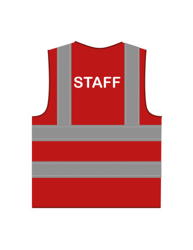 Staff hesje RWS rood, hesje met reflecterende strepen met tekst staff