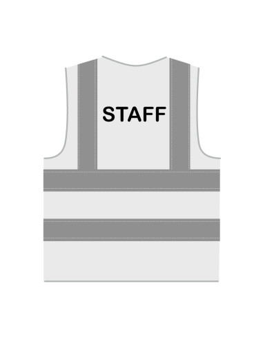 Staff hesje RWS wit, hesje met reflecterende strepen met tekst staff